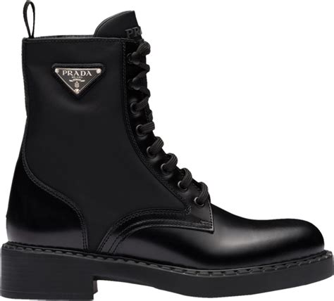 prada brushed-leather and re-nylon boots|Black Brushed Leather And Re.